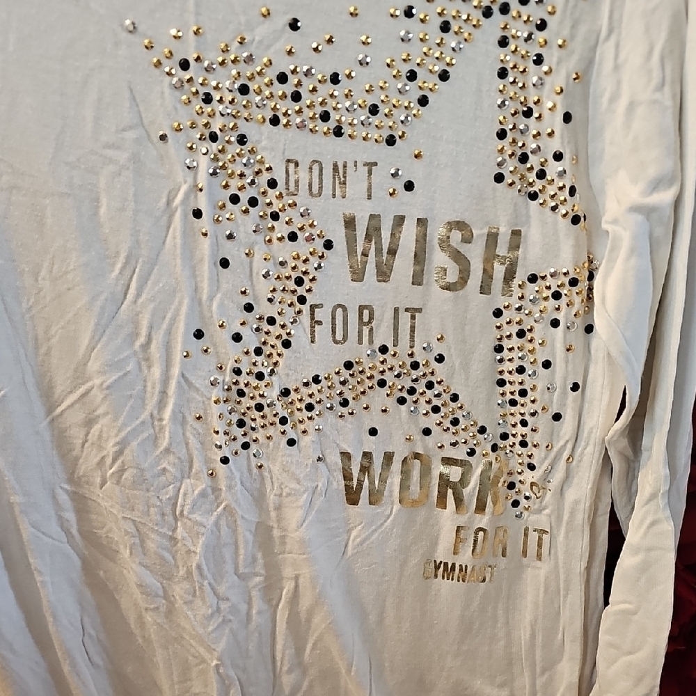 Justice Active Girls Gymnastics Embellished Graphic Tee with Quote Size 14